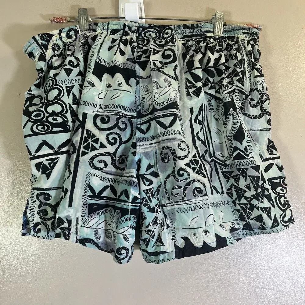 Vtg Speedo Men's Size Large Swim Shorts Blue Aztec Geometric Beach